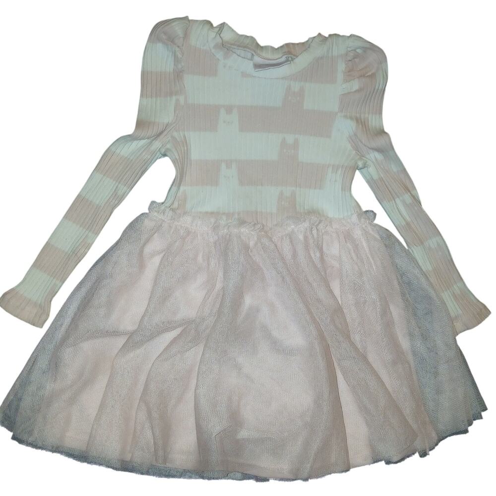 Dreamworks Gabby's Dollhouse Tutu Dress Size 3T Pink White Subtle Kitty Print
